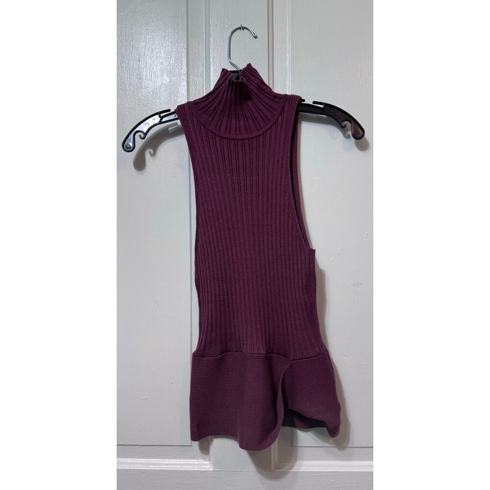 NWT Ramy Brook Mauve Ribbed Knit Turtleneck Tank Top Size S-M